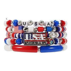 Patriotic USA Beaded Bracelet
